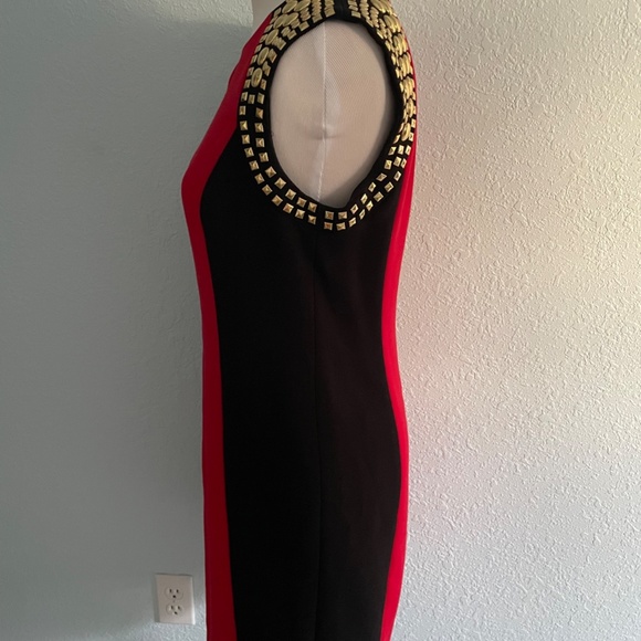 Michael Kors Studded Red & Black Ponte Dress - Picture 4 of 12